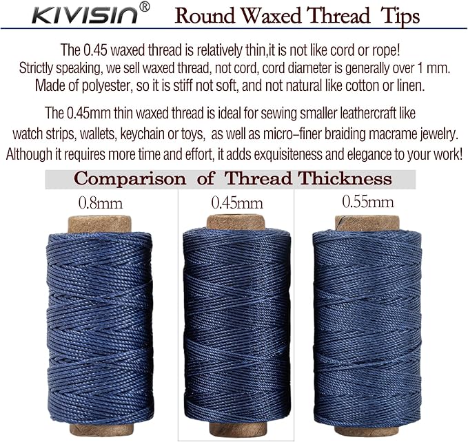 Round Waxed Thread 0.45mm 12 Neutral Colors, Thin Cord Wax Coated 3 Ply - Image 5