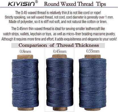Round Waxed Thread 0.45mm 12 Neutral Colors, Thin Cord Wax Coated 3 Ply - Image 5