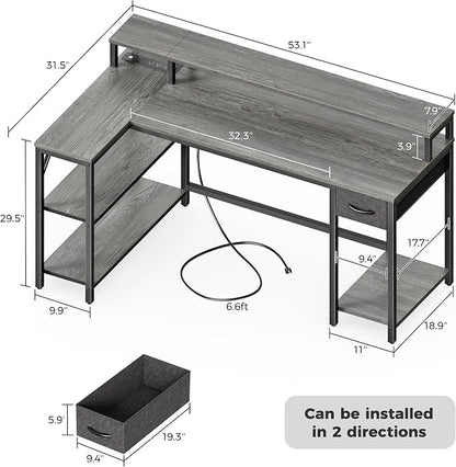 SUPERJARE 53 inch Reversible L Shaped Desk - Image 6