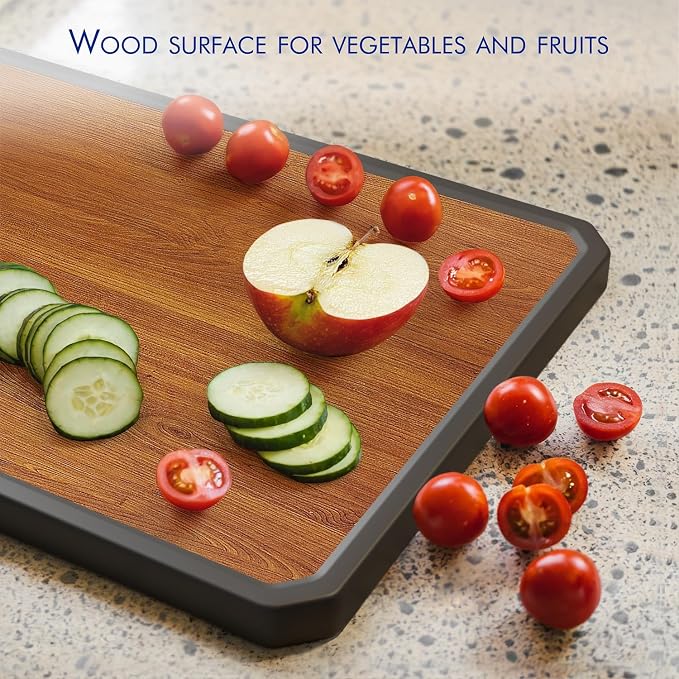 Wood Cutting Board with Handle, Double Sided Cutting Board - Image 4