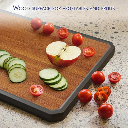 Wood Cutting Board with Handle, Double Sided Cutting Board - Image 4