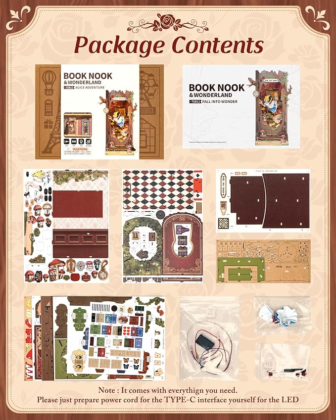ROBOTIME Book Nook Kit, Fairy Tale Princess DIY Miniature House Kit, Fall into - Image 7