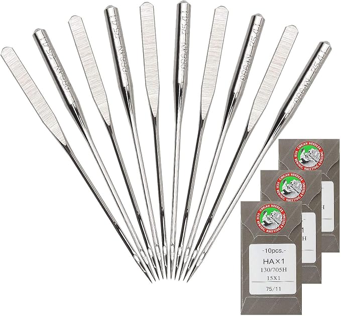 30 Pack Sewing Machine Needles Size 75/11 130/705H HAx1 Embroidery Sewing by APACALI
