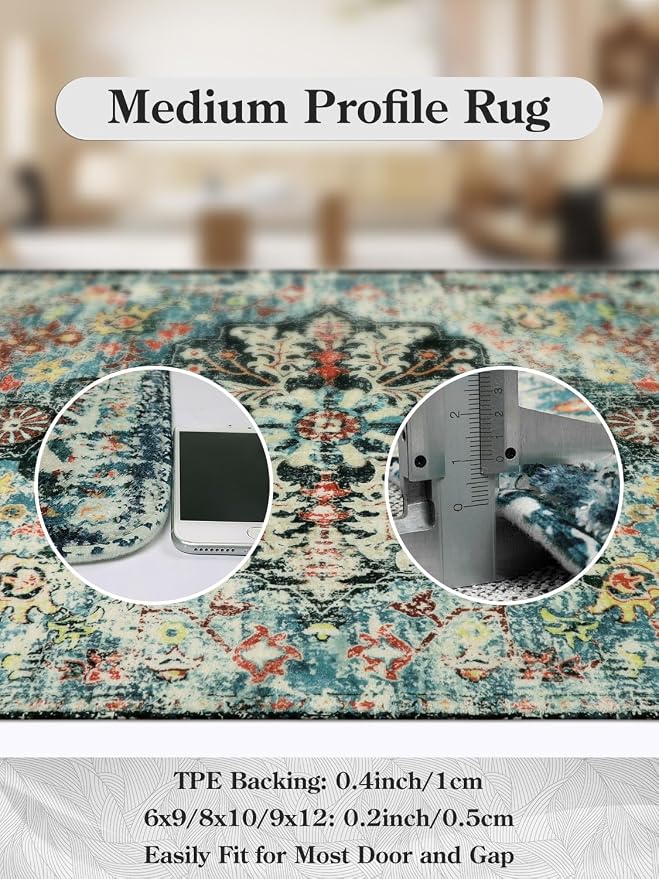 Lahome Bohemian Floral Medallion Round Rug - 3Ft Small Bedroom Round Area Rug - Image 8