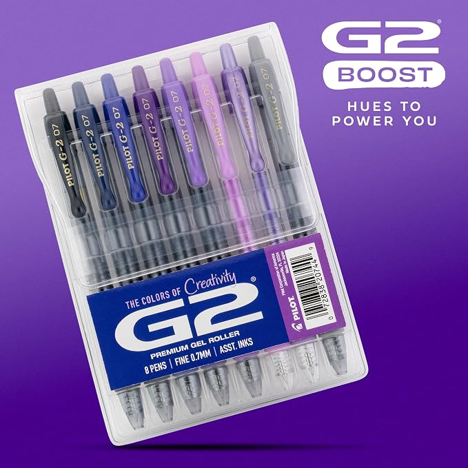 Pilot G2 Premium Gel Roller Pens, Fine Point Gel Pens, Boost Purple Pack - Image 2