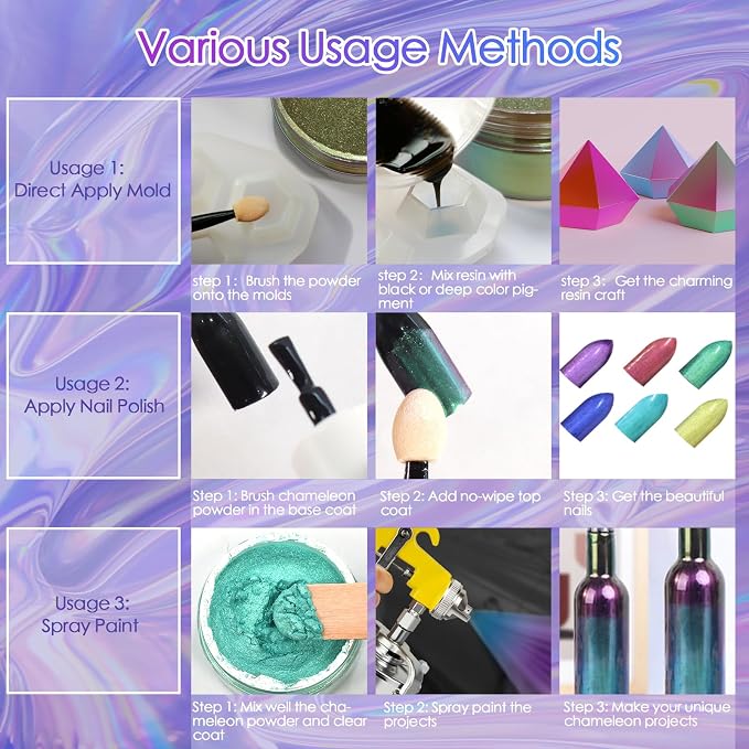 Ceya Highly Interference Mica Powder, 1.8oz/ 50g Orchid Violet Chrome Nail - Image 5