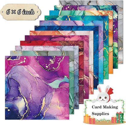 YASMEN Scrapbook Paper Pad 6×6, Marbled Pattern Watercolor Paper, 24 Sheets - Image 2