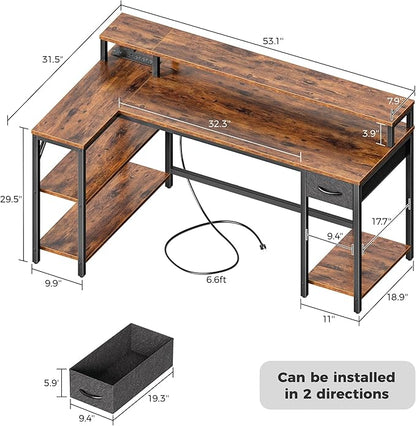 SUPERJARE 53 inch Reversible L Shaped Desk - Image 7