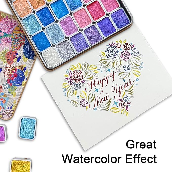Mini Shifting Watercolor Paint Set, 30 Color Glitter Watercolor Painting Kit - Image 5