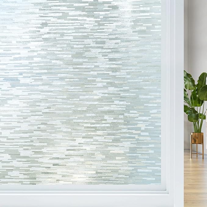 Haton Window Privacy Film, Frosted Glass Static Cling Sun Heat Blocking Window by HatonHomeDecor