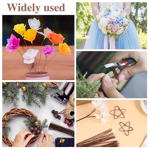 200 Pcs Floral Wire 26 Gauge Crafts Wire Florist Flower Wire Stems Brown Floral - Image 7
