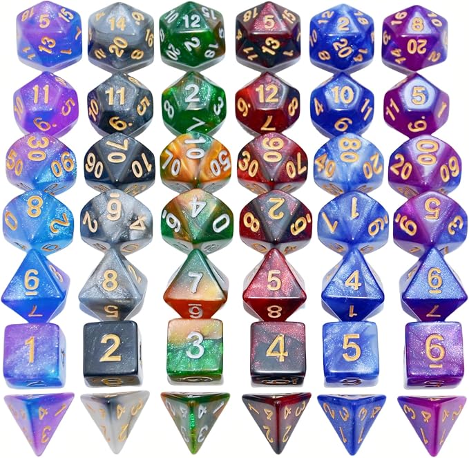 SmartDealsPro 6 x 7 Sets Glitter Polyhedral Dice Sets - Image 2