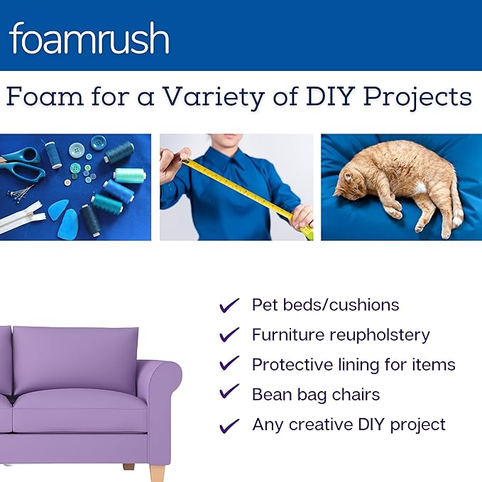 FoamRush 5" x 24" x 24" Gel Memory Foam Upholstery Square Cushion Medium Firm - Image 6