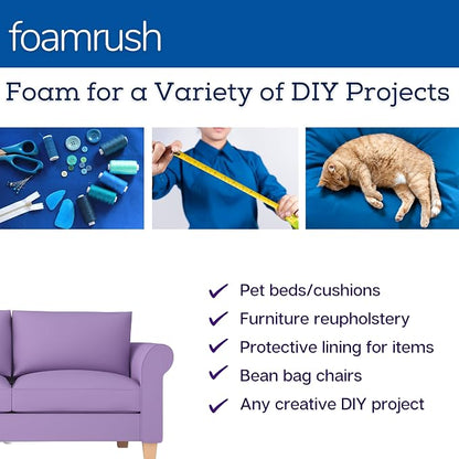 FoamRush 2" x 24" x 24" Gel Memory Foam Upholstery Square Cushion Medium Firm - Image 6