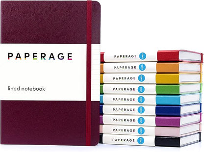 PAPERAGE Lined Journal Notebook, 10 Pack, 160 Pages, Medium 5.6 in x 8 in by PAPERAGE