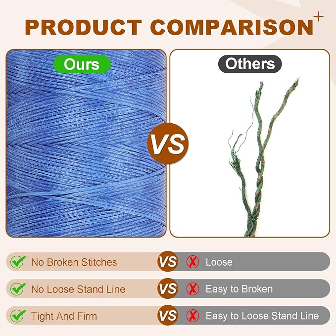PATIKIL 284 Yard Flat Waxed Thread 150D 1mm Leather Sewing Cord - Image 3
