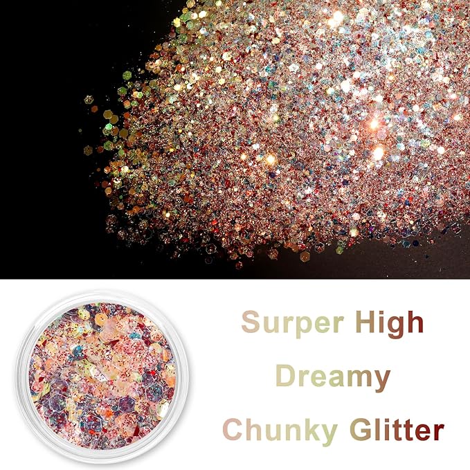 Renfio Opal Chunky Glitter, 1.75oz/50g Red Glitter, Dreamy High Sparkle Glitter - Image 2