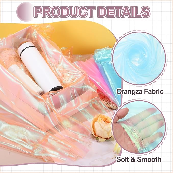 MECCANIXITY Iridescent Sheer Organza Fabric, 2 Yards x 59 Inches Solid Laser - Image 3