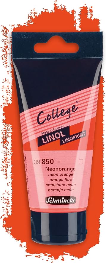 Schmincke - College Linol, artist's lino printing inks, neon orange in 75 ml - Image 2