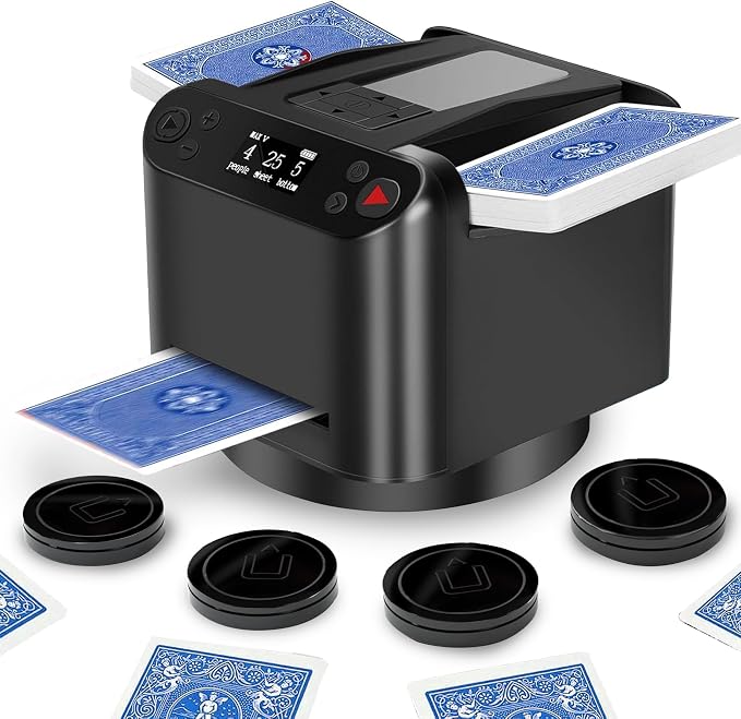Automatic Card Shuffler and Dealer 360°Rotating 2 Decks Card Dealer by Aoikoy