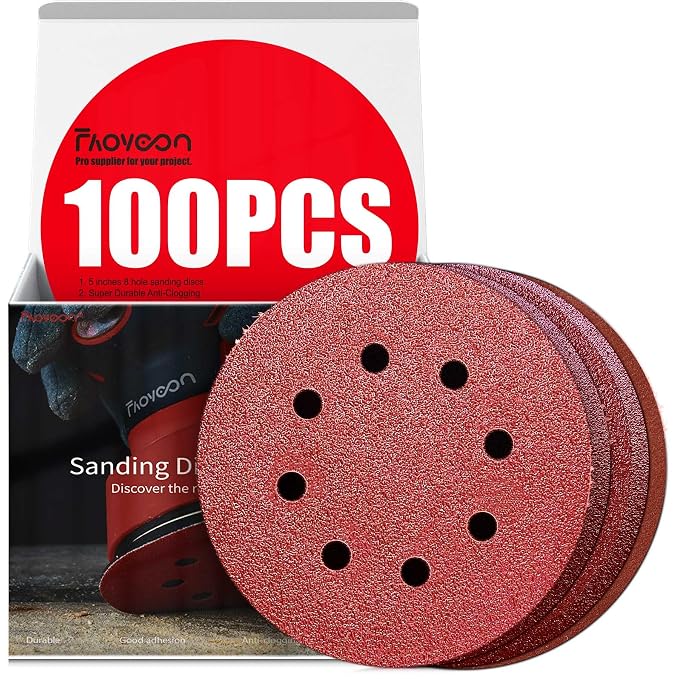 Sanding Disc 5 Inch 8 Hole, Sandpaper by Faoyoon