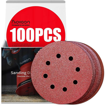 Sanding Disc 5 Inch 8 Hole, Sandpaper by Faoyoon