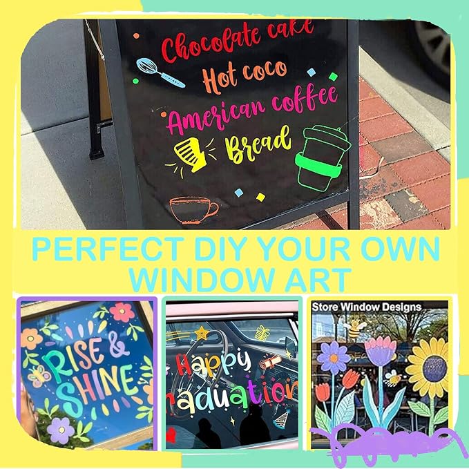Window Chalk Markers for Cars Glass Washable, 8 Colors Macaron Jumbo Liquid - Image 5