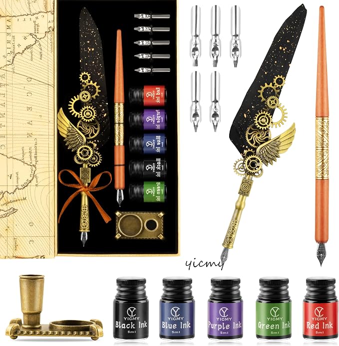 Feather Pen and Ink Set Calligraphy Kit by YICMY