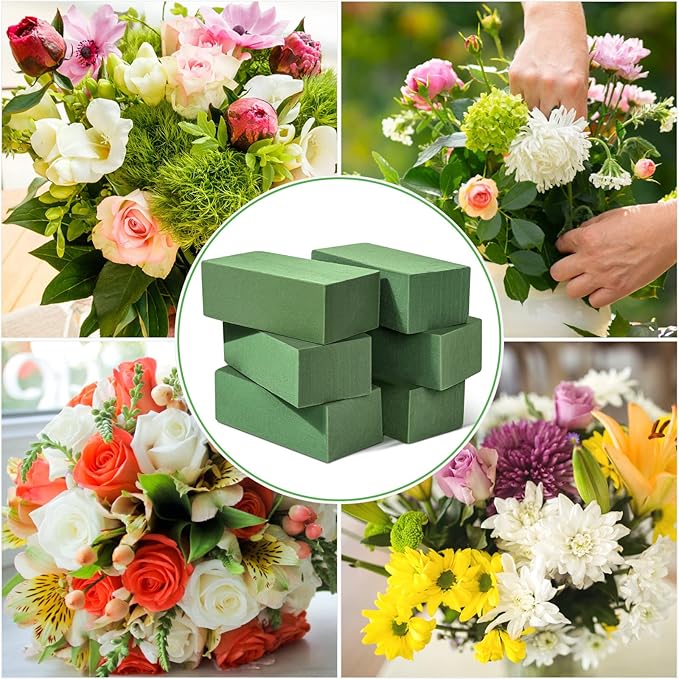 6 Pcs Floral Foam Blocks for Flower Arrangement Wet and Dry Green Floral Foam - Image 2