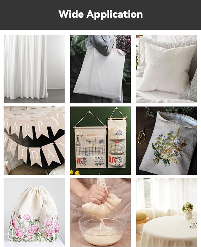 HOTGODEN Medium Weight 100% Cotton Muslin Fabric: 59 inch x 10 Yards Bleached - Image 6