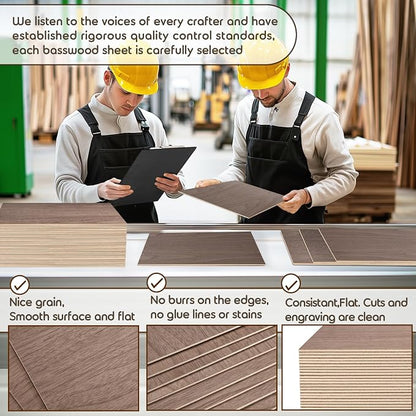 12 Pack 12x12x1/8 Inch Walnut Basswood Sheets, MAPRIAL Smooth 3mm Plywood - Image 3
