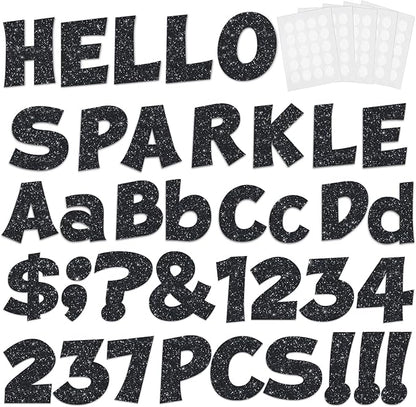 237 Pcs Glitter Bulletin Board Letters, Numbers and Punctuation, Poster Board by xiheer