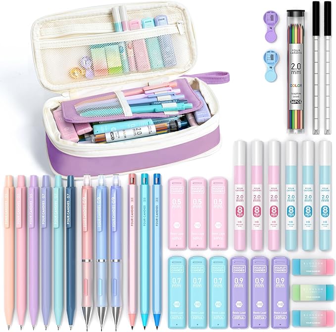 Four Candies 36PCS Aesthetic School Supplies, Mechanical Pencil Set 0.5mm by FourCandies