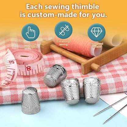 ZMAAGG 4PCS Sewing Thimbles for Hand Sewing, Metal Finger Protector, Quilting - Image 6