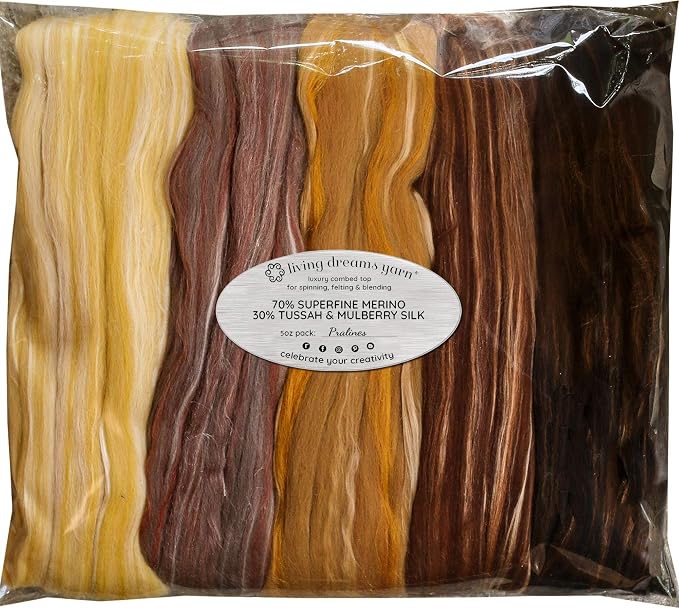 Merino Silk Luxe Tonal Designer Blend. Superfine Merino, Tussah Silk. Top Roving by LivingDreamsYarn