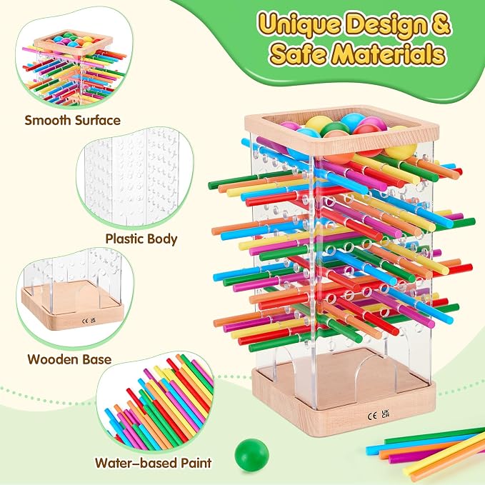Montessori Wooden Board Games, 48 Colorful Sticks Dice Game - Image 8
