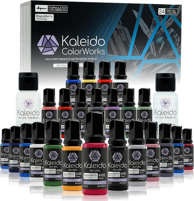 Gaahleri Kaleido Mecha 24-Color Set – Water-Based Acrylic Airbrush Paint Kit by GAAHLERI