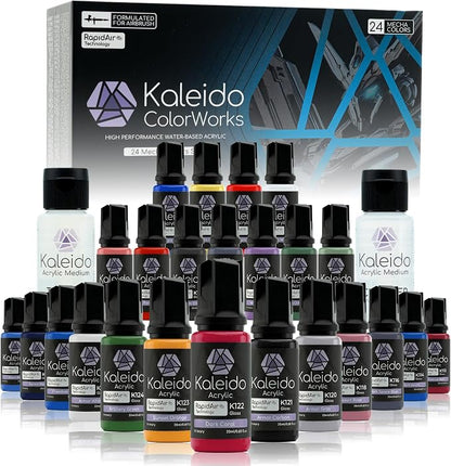 Gaahleri Kaleido Mecha 24-Color Set – Water-Based Acrylic Airbrush Paint Kit by GAAHLERI