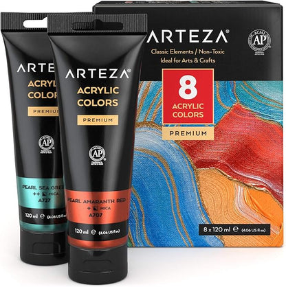 Arteza Metallic Acrylic Paint, Rich Pigments, Non Fading, Non Toxic Paints by ARTEZA