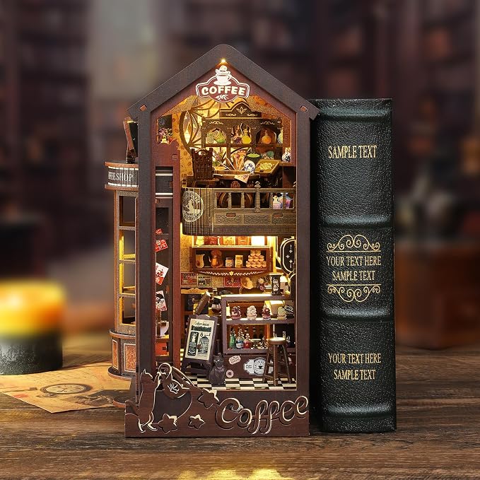 DIY Book Nook Kit, Miniature Dollhouse Bookshelf Insert - Image 6