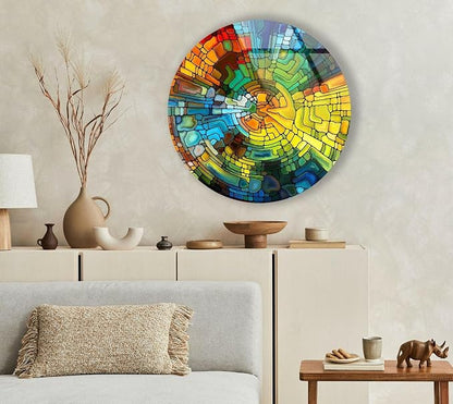 My Photostation.com 15.8'' Diameter Stained Yellow Round Glass Wall Art - Image 2