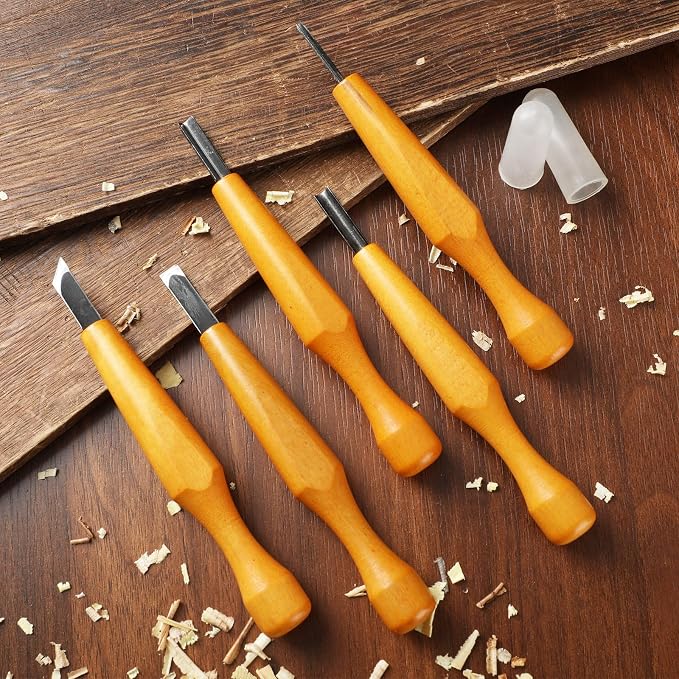 WILLBOND 5 Pcs Linocut Carving Tools Set Linoleum Hand Carving Tools Wood - Image 6