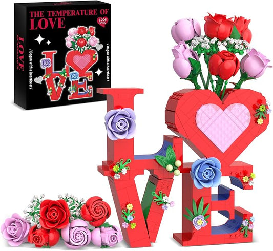 Romantic Love Heart Vase Building Set by QIFUN