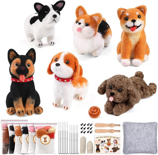 Mayboos 6 Pcs Needle Felting Kit, Animal Needle Felting Beginner Kits Wool Felt by Mayboos