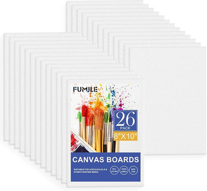 FUMILE Canvas Boards for Painting 8x10, 26 Pack Canvases Primed Acid Free Blank by FUMILE