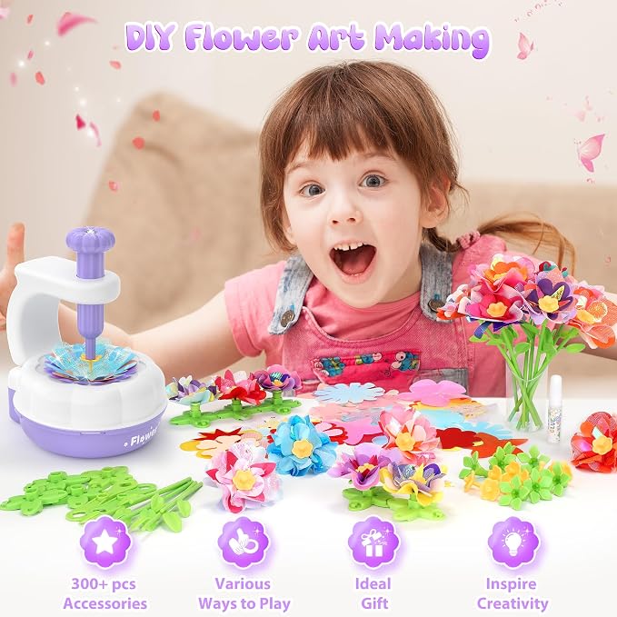 GirlsHome 300+PCS Fabric Flower Bouquets Toys, DIY Flower Crafts Kits - Image 7