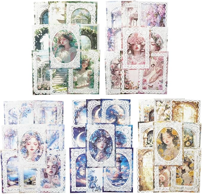 Lace border Scrapbook Paper Set, Scrapbooking, DIY Projects, and Art Supplies by Auriicleaf