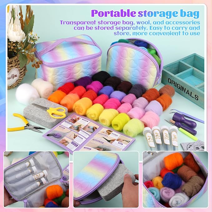 Mayboos Needle Felting Kit, 50 Colors Wool Roving Set, Needle Felting Starter - Image 6