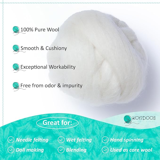 Natural Wool roving, 8 OZ. Best - Image 2