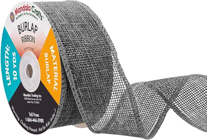 Mandala Crafts Gray Burlap Ribbon 1.5 Inches Wide Jute Ribbons by MandalaCrafts